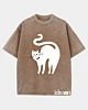 Cute White Cat 1 - Acid Wash T-Shirt